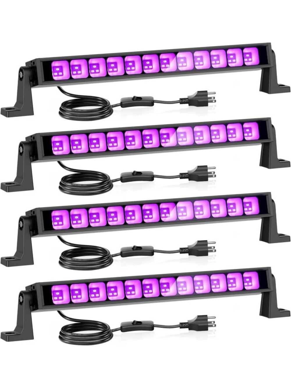 New 4 Pack 42W LED Black Lights, Blacklight Bars with Plug and Switch